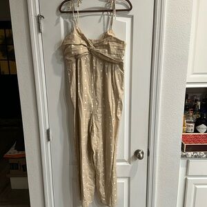 Women’s linen spaghetti strap cropped jumpsuit